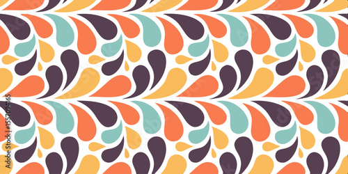 Abstract Pattern in Vibrant Colors: A visually dynamic abstract pattern featuring colorful teardrop shapes arranged in a repeating format, evoking a sense of creativity and visual interest. 