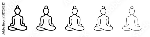 Yoga pose icon vector outline symbol or illustration