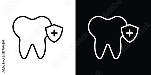 Dental insurance icon vector graphics in strokes