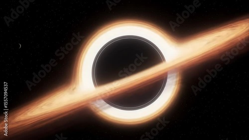3D Animation of Interstellar Black Hole with Glowing Accretion Disk – Space Warp and Singularity Concept