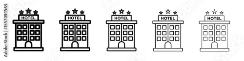 3 star Hotel icon vector outline symbol or illustration