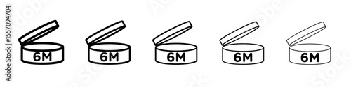 6 months PAO icon vector outline symbol or illustration