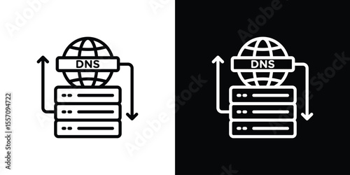 DNS icon vector graphics in strokes