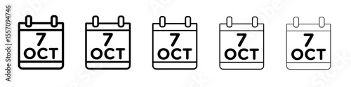 7 october date icon vector outline symbol or illustration