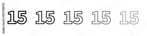 15 number icon vector outline symbol or illustration