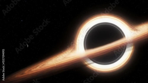 3D Animation of Interstellar Black Hole with Glowing Accretion Disk – Space Warp and Singularity Concept