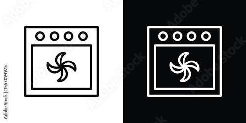 Convection turbofan stove icon vector graphics in strokes