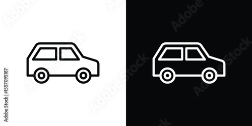 Compact car icon vector graphics in strokes
