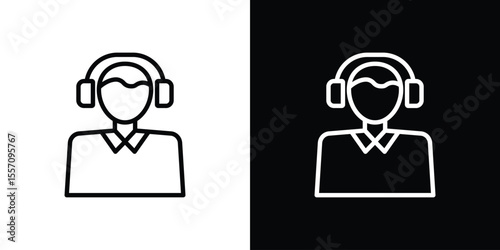 Callcenter icon vector graphics in strokes