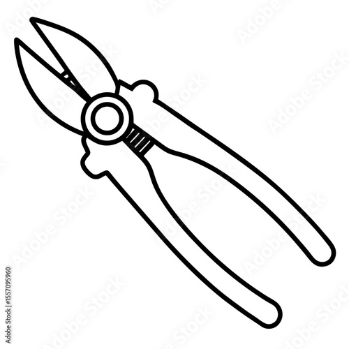 Wire Cutter Line Art Vector