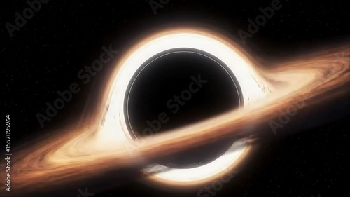 3D Animation of Interstellar Black Hole with Glowing Accretion Disk – Space Warp and Singularity Concept