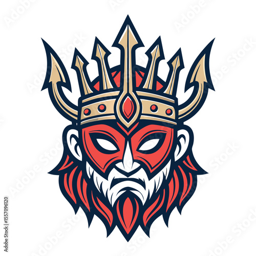 A stylish, modern streetwear logo featuring a unique trident symbol with mythological flair.