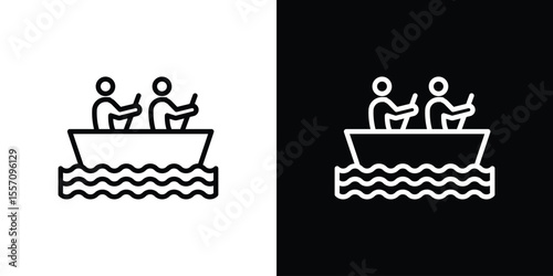 Boat race icon vector graphics in strokes