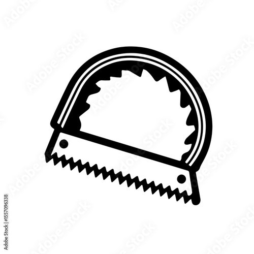 Minimalist Hand Saw Icon - DIY and Woodworking Tool. A modern and clean minimalist icon of a hand saw, featuring a distinctive D-shaped handle and sharp teeth