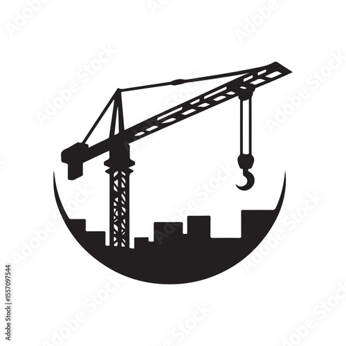 crane vector silhouette clip art logo design illustration. crane collections for construction works