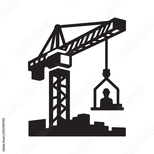 crane vector silhouette clip art logo design illustration. crane collections for construction works