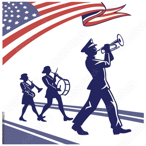 American Independence Day Parade Silhouette, Echoes in Shadow