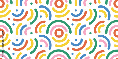Seamless Geometric Patterns: A visually appealing design featuring a vibrant and intricate arrangement of colored circular patterns, creating a sense of energy, movement, and artistic flair. 
