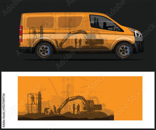 Construction Vehicle Wrap Design with Your Sponsor Text