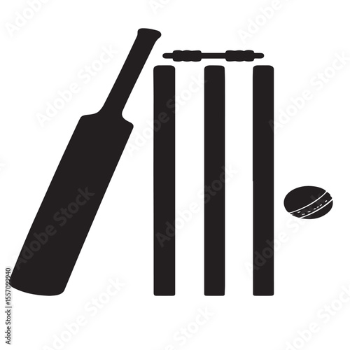 equipment for cricket gate ball and bat for a sports game stock vector illustration