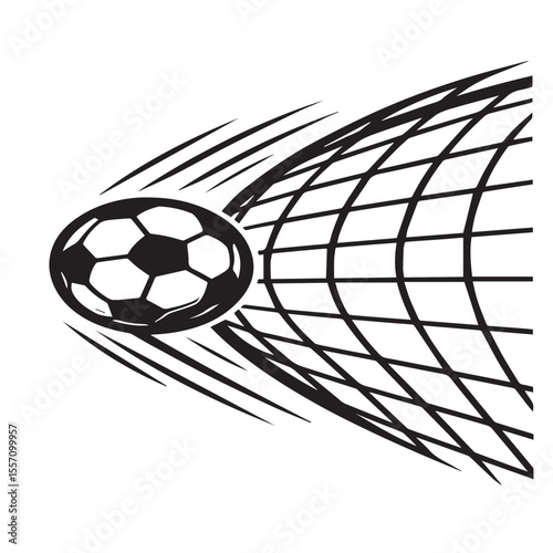Vector soccer ball in the net