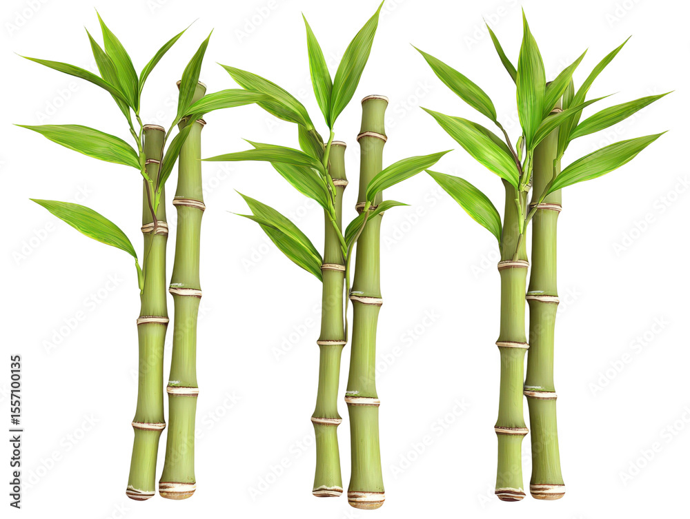 Fototapeta premium Lush Green Bamboo Stalks with Vibrant Leaves Perfect for Nature, Gardening, or Sustainability Themes in Stock Photography and Illustrations