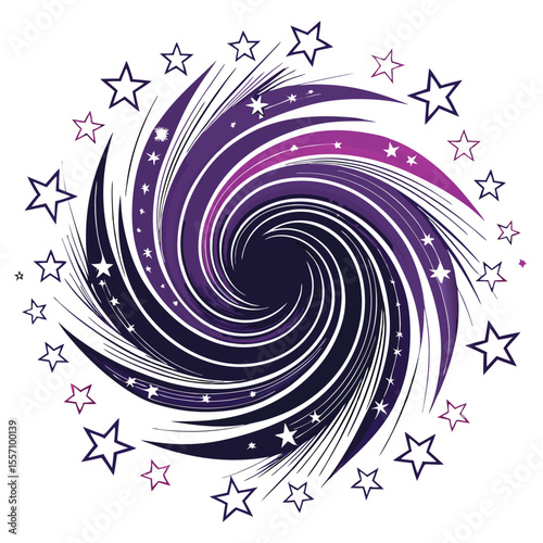 A captivating black and purple vortex wormhole consumes distant stars within its swirling depths.