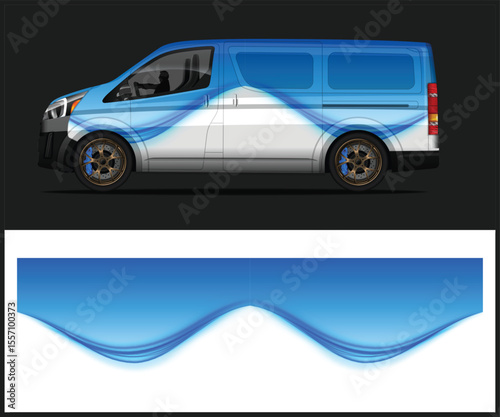 Blue and White Van Wrap Design Template Stylish