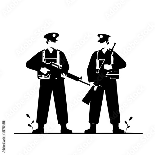 Illustration of two police officers representing law enforcement and security