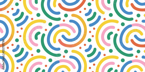 Colorful Spiral Pattern: A visually dynamic spiral pattern in multiple colors creates an energetic and engaging backdrop. The vibrant and playful design adds a touch of fun and creativity.