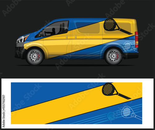 Van Wrap Design with Padel Tennis Graphics Vehicle