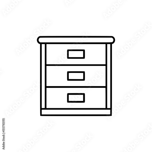Chest drawer in minimalist line art illustration