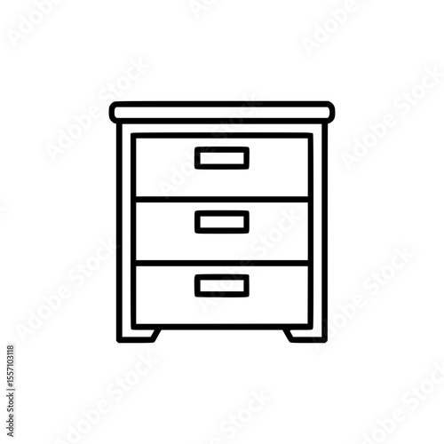 Sleek line art illustration of a chest drawer