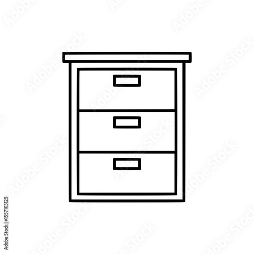 Clean line art illustration of a chest drawer