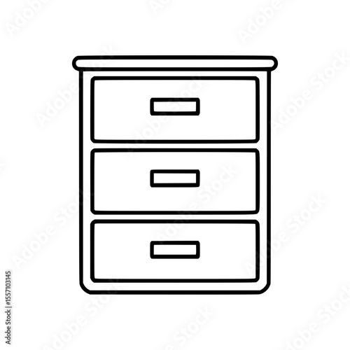 Line art illustration of a modern minimalist chest drawer