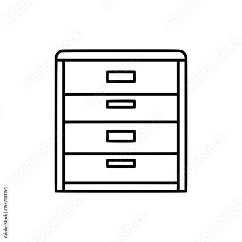 Minimalist line art illustration of a chest drawer