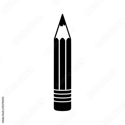 Stylized black silhouette of a sharpened pencil