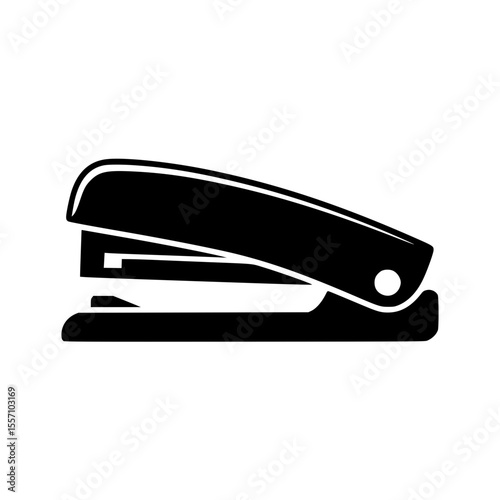 Black silhouette of a stapler in side view