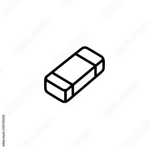 Line art illustration of a minimalist rectangular eraser