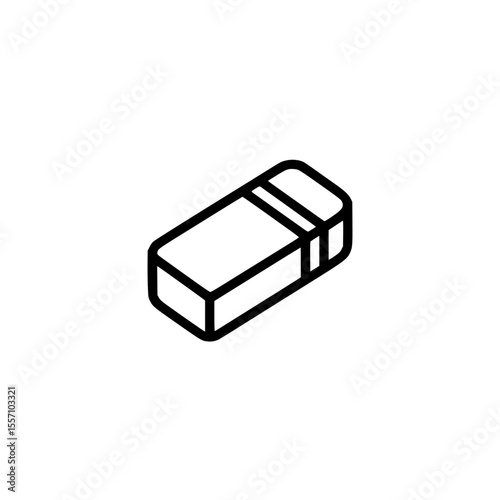 Line art illustration of a minimalist rectangular eraser