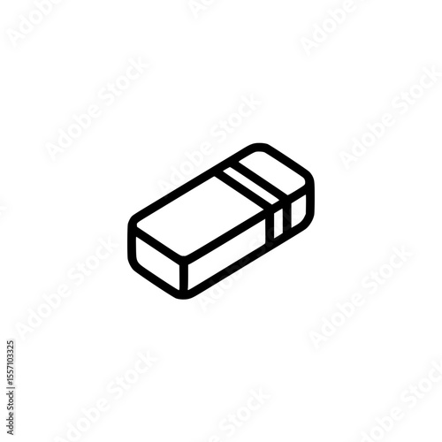 Line art illustration of a minimalist rectangular eraser