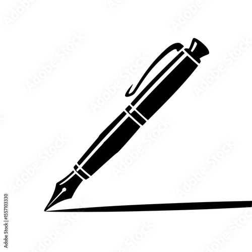 Black silhouette of a classic fountain pen