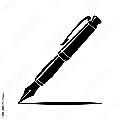 Black silhouette of a classic fountain pen