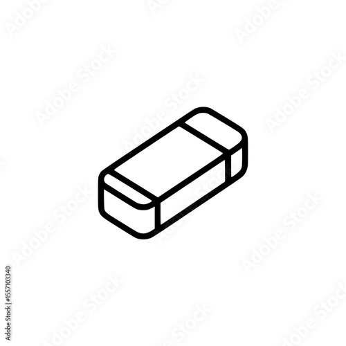 Line art illustration of a minimalist rectangular eraser