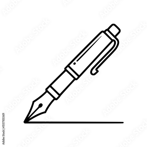 Line art illustration of a classic fountain pen