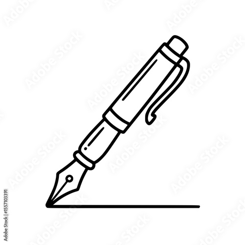 Line art illustration of a classic fountain pen