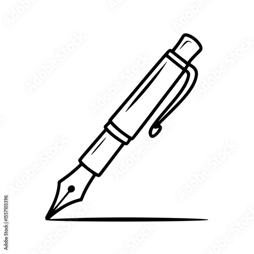 Line art illustration of a classic fountain pen