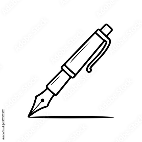Line art illustration of a classic fountain pen