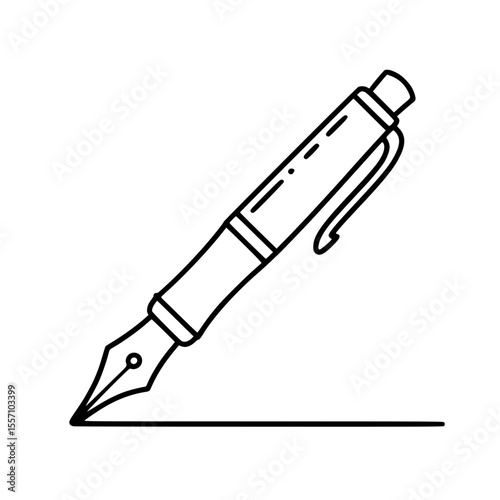 Line art illustration of a classic fountain pen