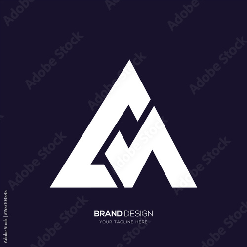 letter cm or mc triangle shape initial abstract logo